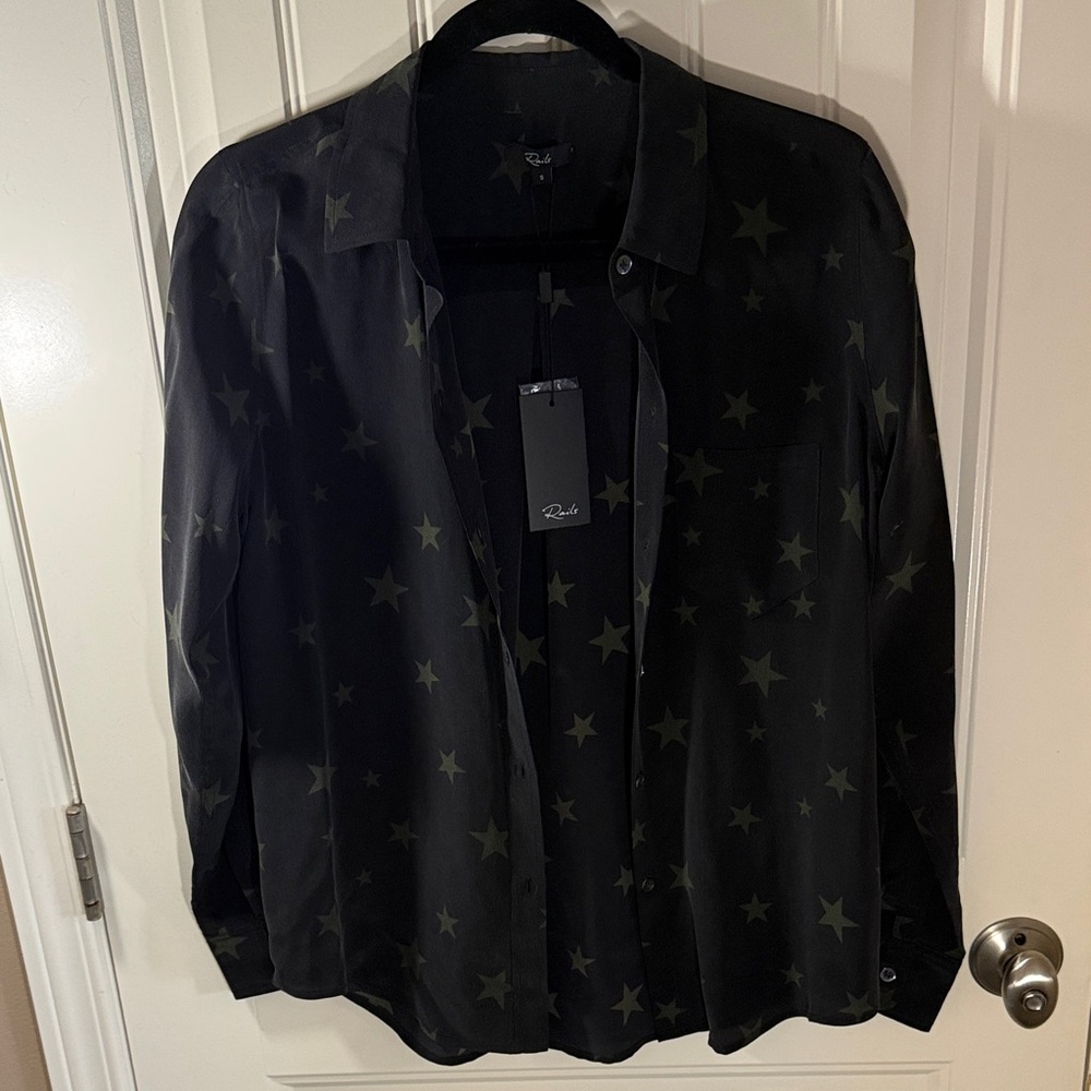 Rails Black Star Print Button Down Shirt